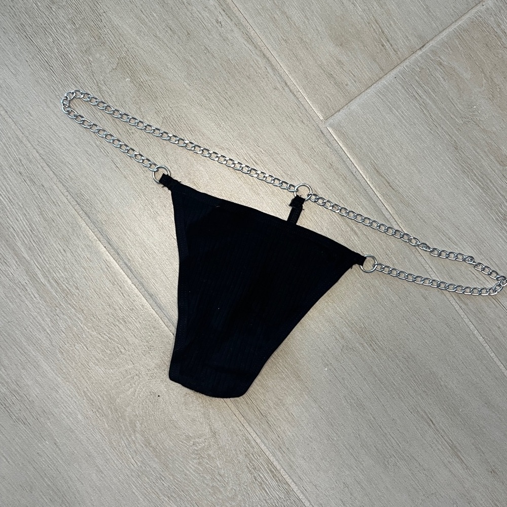 Black and silver chain g string